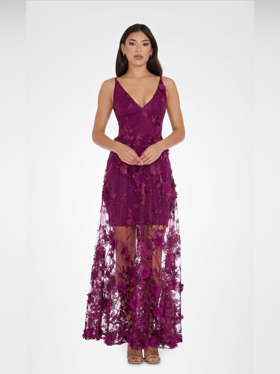 Dress the Population Dresses & Skirts - Dress the Population Burgundy Floral Appliqué Maxi Dress